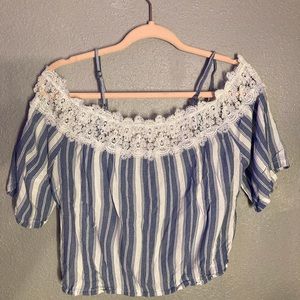 hollister lace off the shoulder top size medium